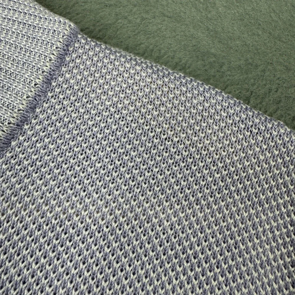 St. Croix Shop Mens XL Quarter Zip Pullover Sweater Blue Cotton Blend Mock Neck